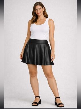 Pleather Skater Skirt Forever 21